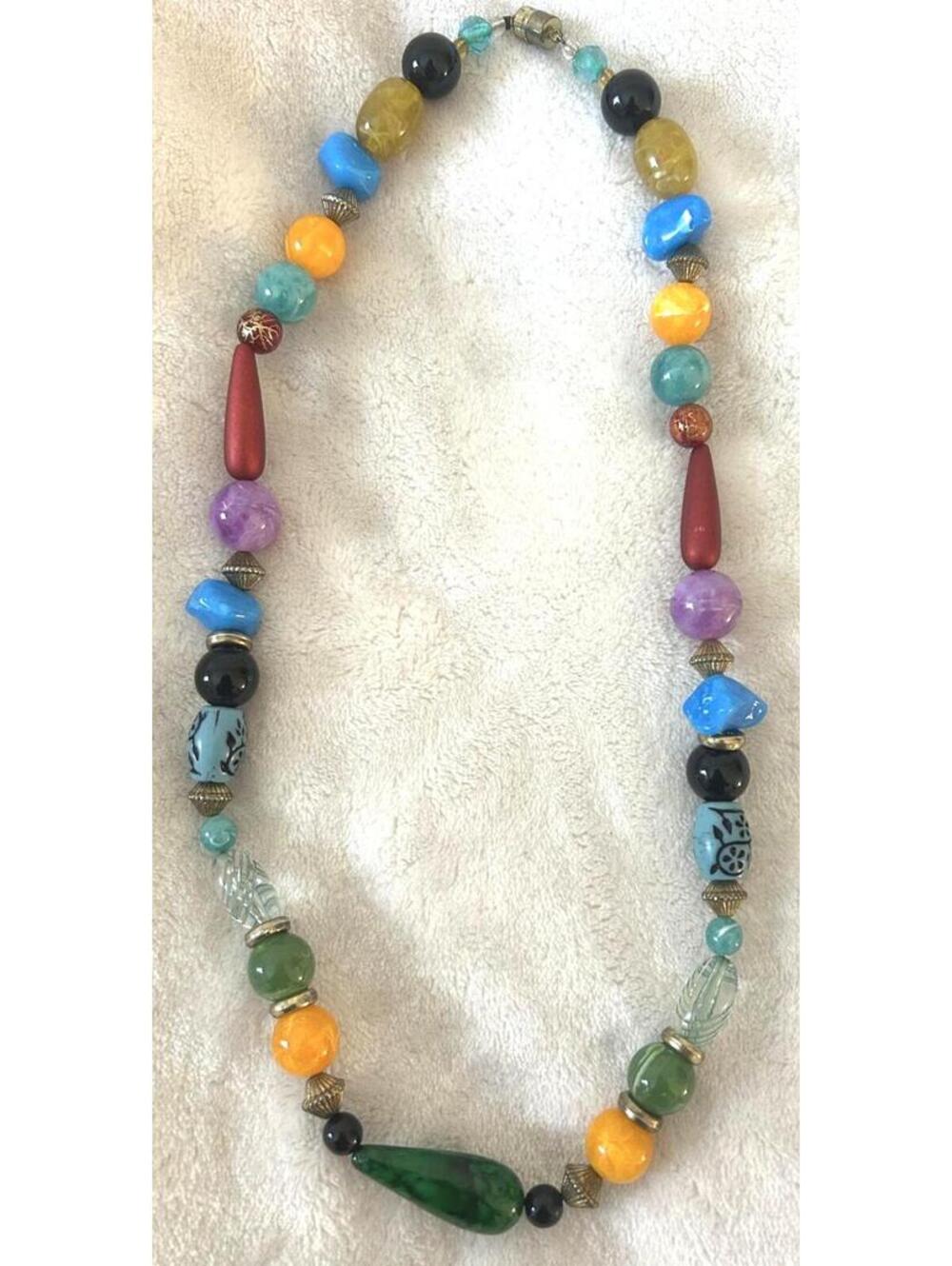 Colorful Beaded Necklace Boho Southwestern Necklace Artisan Multicolor Beads